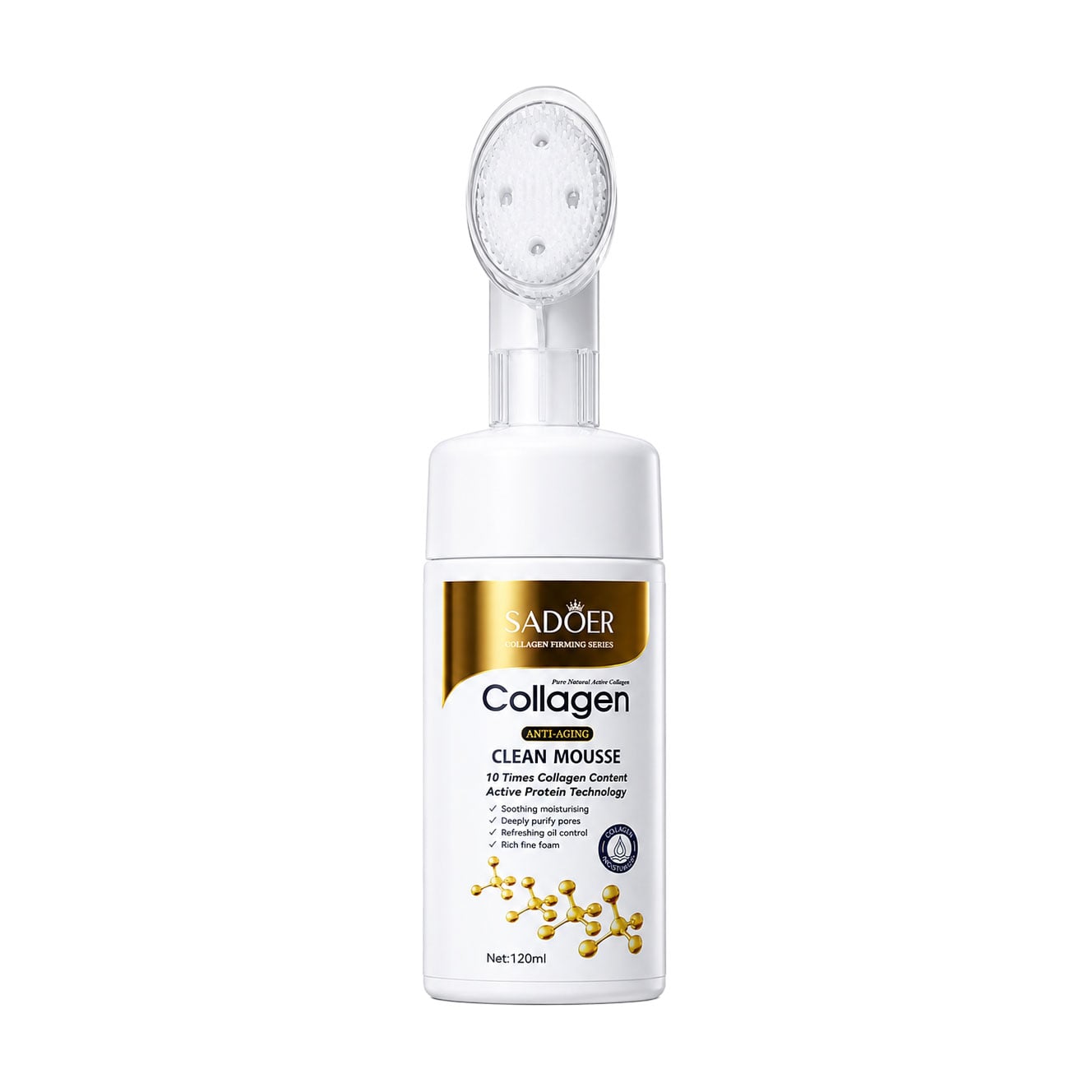 Пінка-мус для вмивання Sadoer Pure Natural Active Collagen Anti Aging Clean Mousse, 120 мл